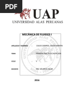 Primera Práctica Calificada de Mecánica de Fluidos I
