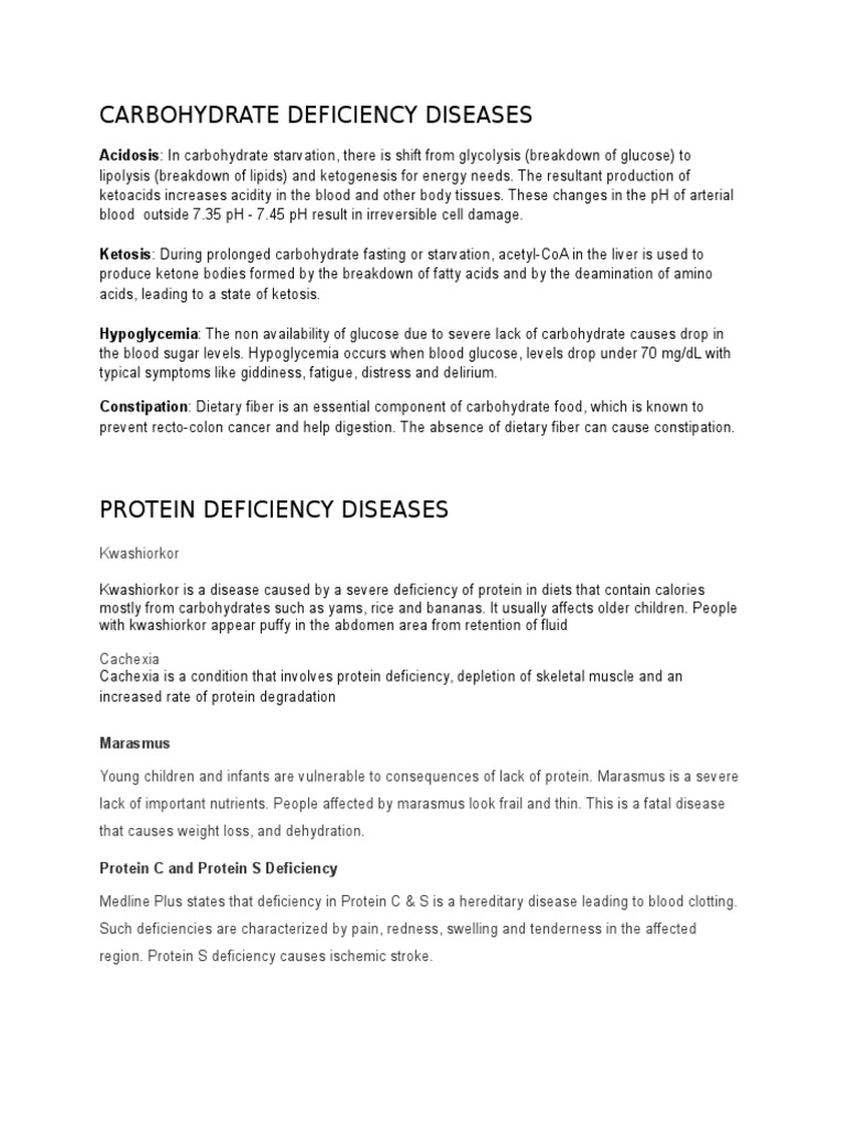 Carbohydrate Deficiency Diseases Ketosis Carbohydrates