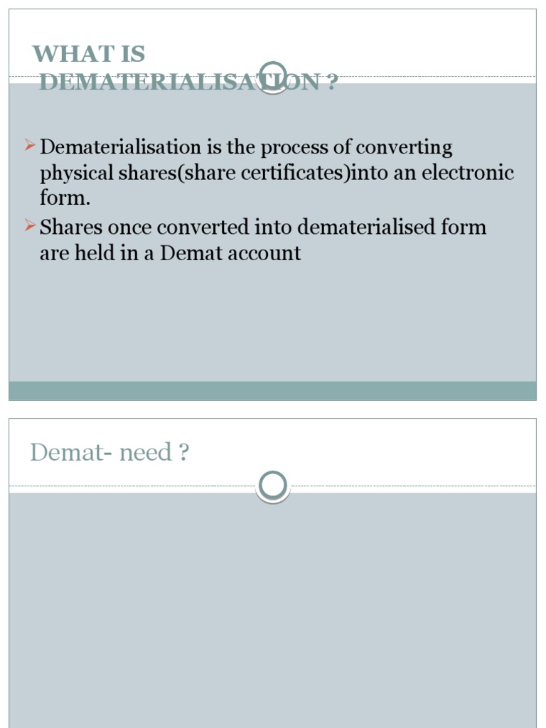 What Is Dematerialisation ? | PDF