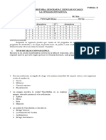 02 de Septiembre de 2014 - 4° Básico Unidad II - Las civilizaciones mesoamericanas - Prueba de contenidos Forma B