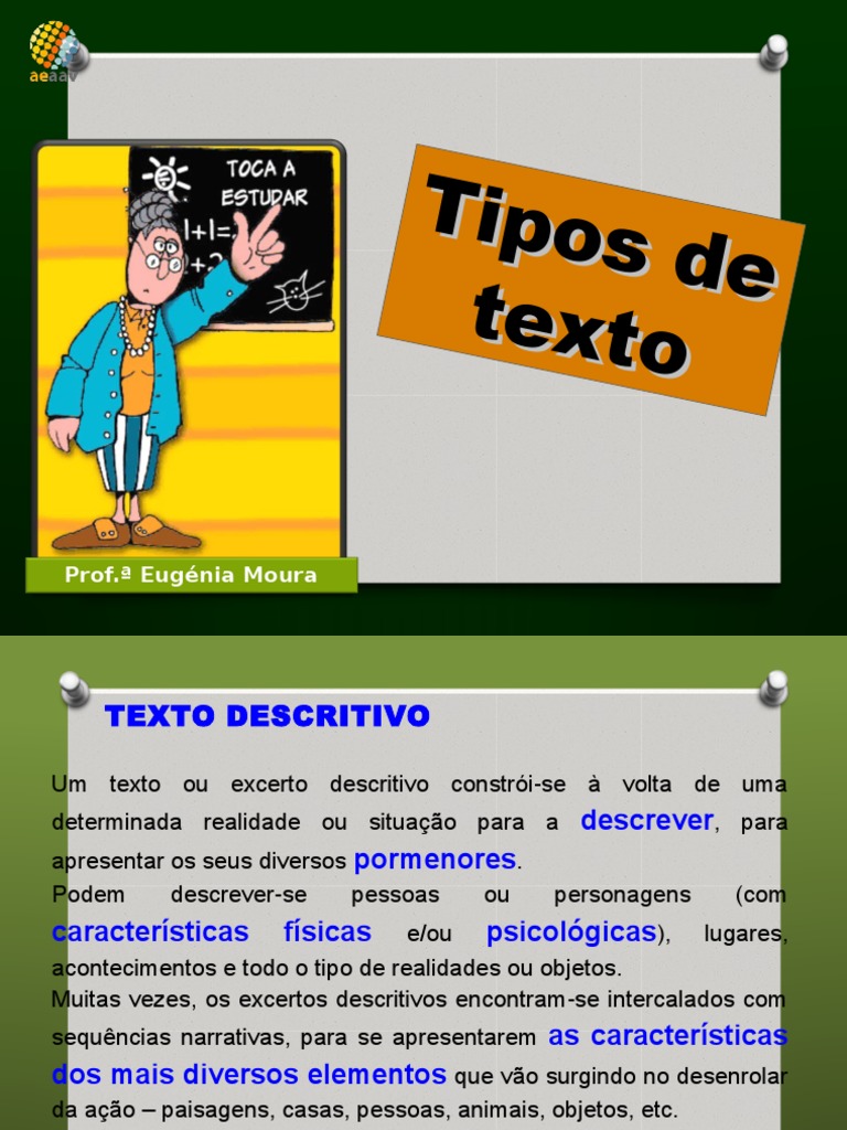 Tipos de Texto: Descritivo e Narrativo | PDF | Narração | Autobiografias