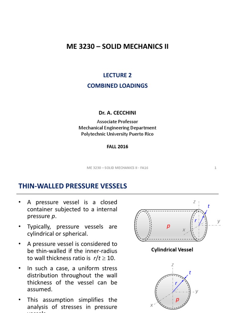 Stress Analysis of Pressure Vessels | PDF | Stress (Mechanics ...