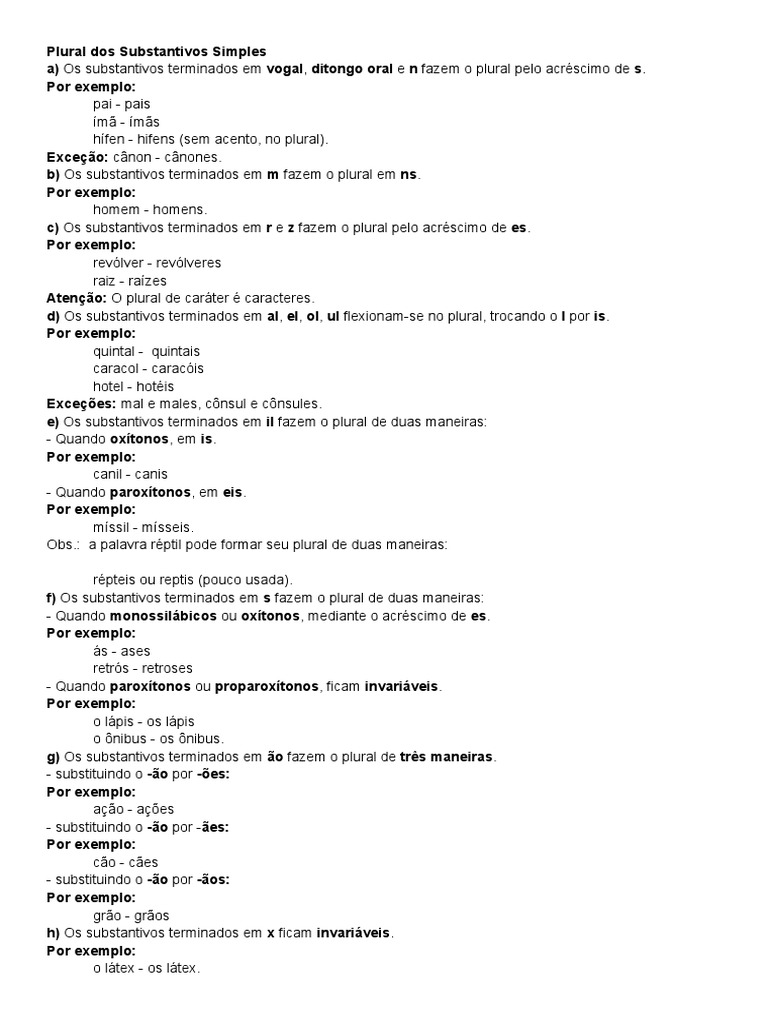 Encontre No Texto O Plural Dos Substantivos Abaixo