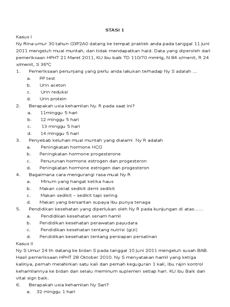Contoh Soal Ujian Osca Kebidanan Part