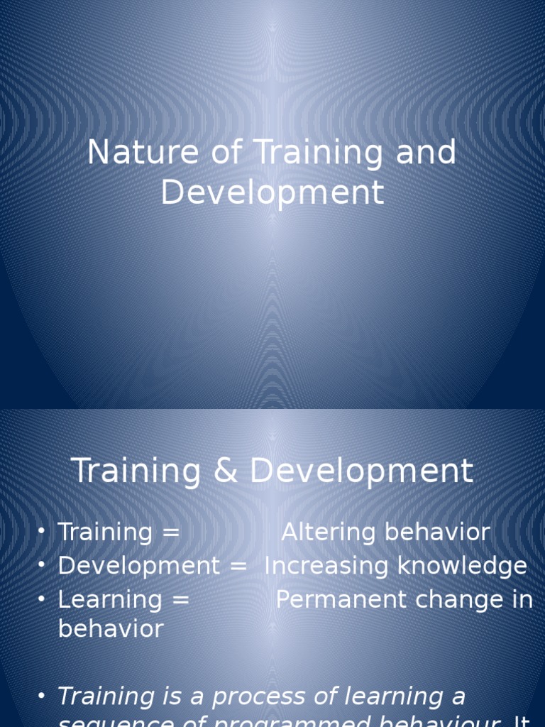 Training and Development Overview | PDF | Lecture | Employment