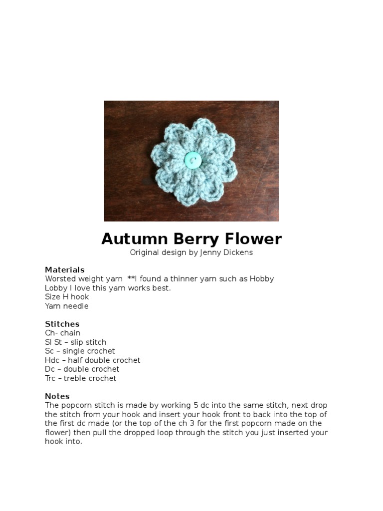 Autumn Berry Flower Crochet Pattern | PDF