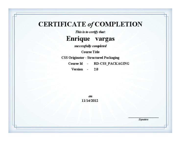 CSS Packaging Course Completion | PDF