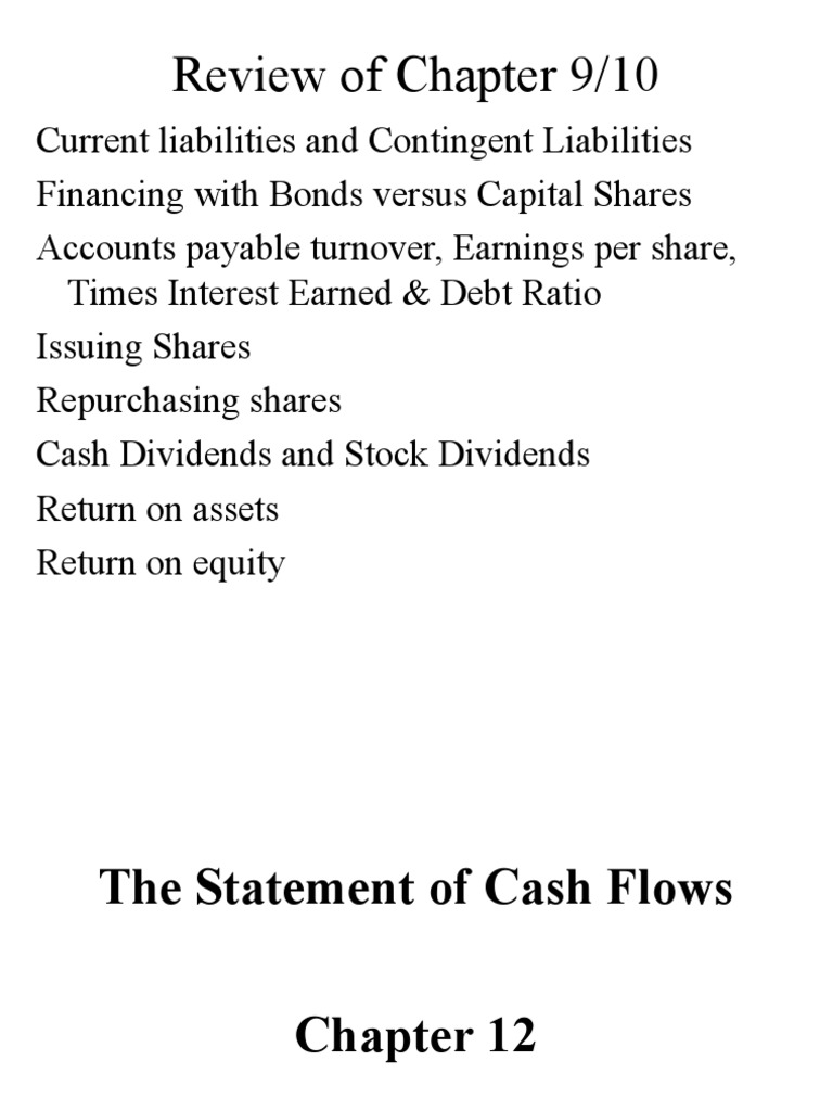 Review of Chapter 9/10 | PDF | Cash Flow Statement | Dividend