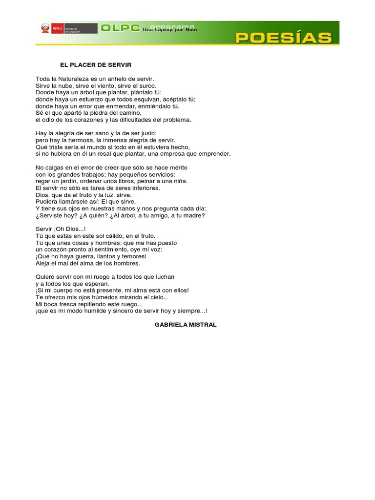 El Placer de Servir Gabriela Mistral PDF