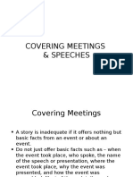 Covering Meetings & Speeches