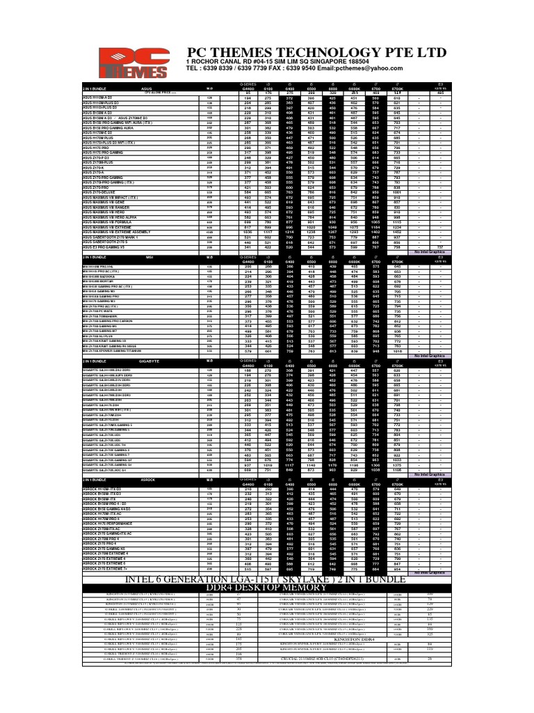 Singapore PC Price List Overview | PDF | Intel | Solid State Drive