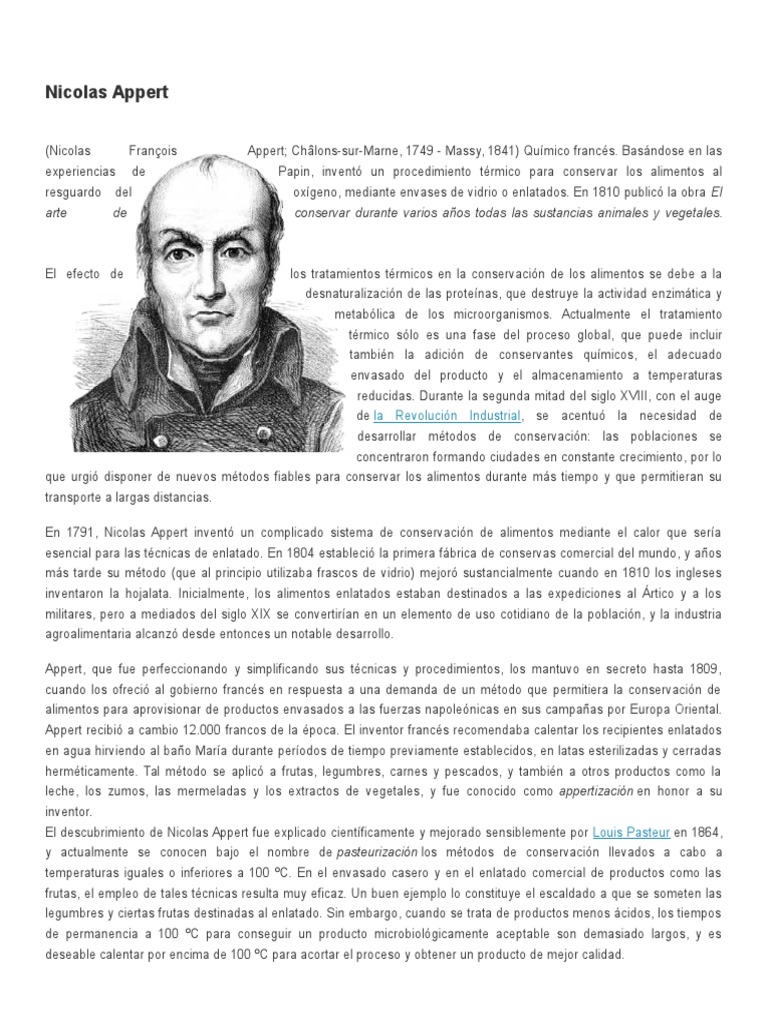 Nicolas Appert y Louis Pasteur | PDF | Envase | Alimentos