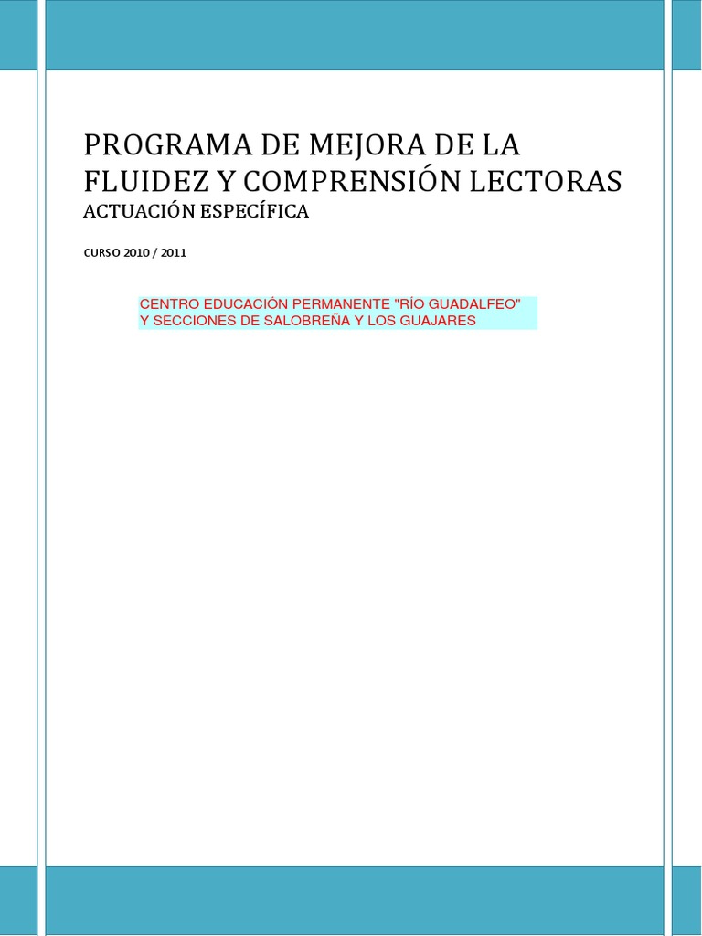 Plan - Lectura RM PDF | PDF | Lectura (proceso) | Comprensión lectora
