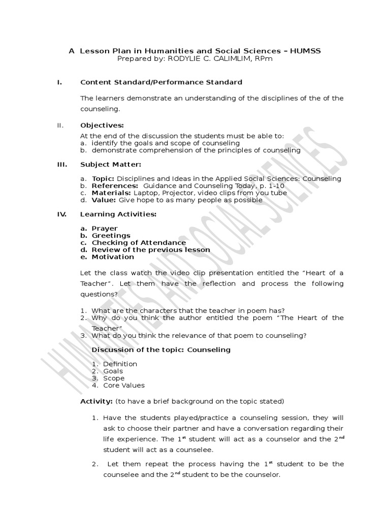 A Detailed Lesson Plan in Humanities and Social Sciences