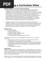 Writing A Curriculum Vitae