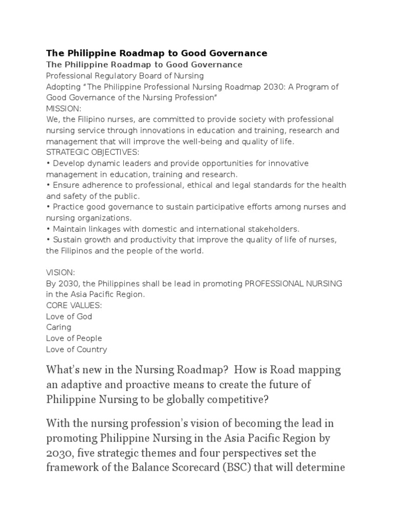 The Philippine Roadmap To Good Governance | PDF | Governance | Good ...