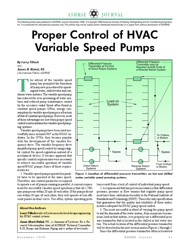 Proper Control of HVAC Variable Speed Pumps: Ashrae Journal | PDF ...