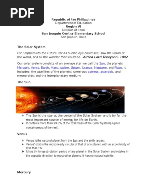 The Solar System Planets Solar System