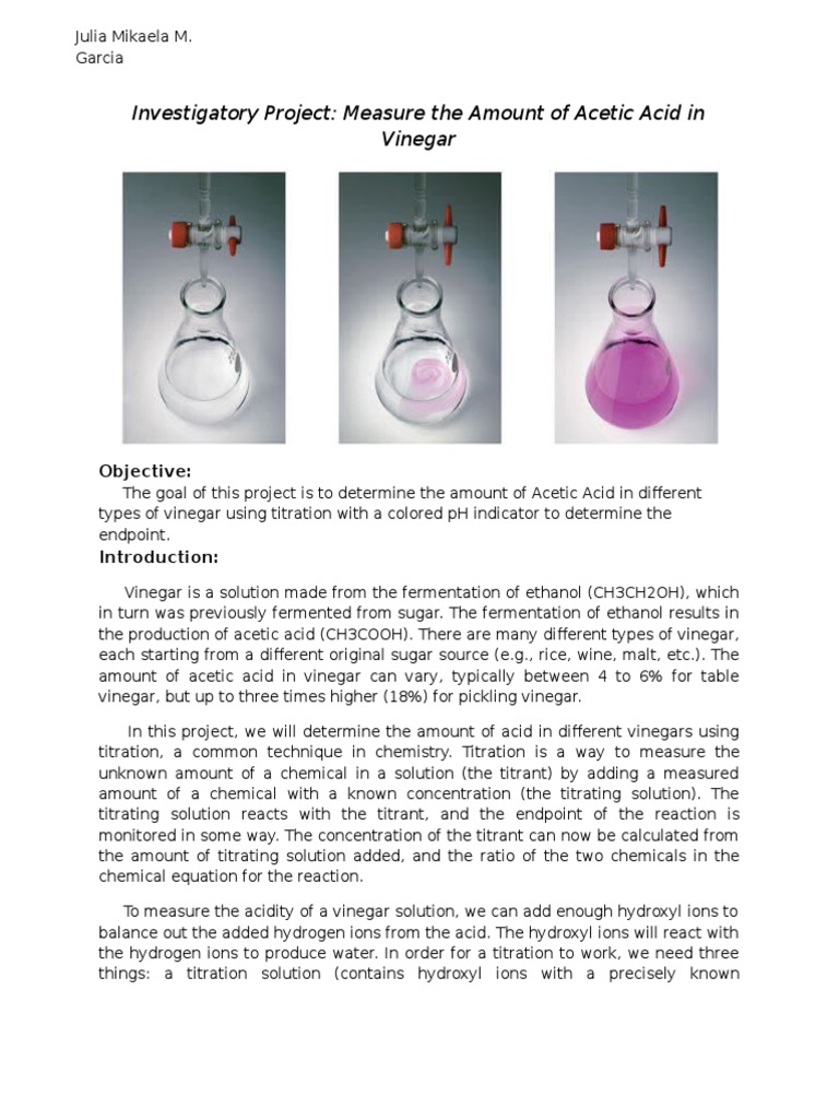 Vinegar PDF Vinegar Titration