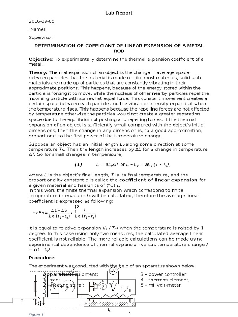Lab Report Example Thermal Expansion Temperature