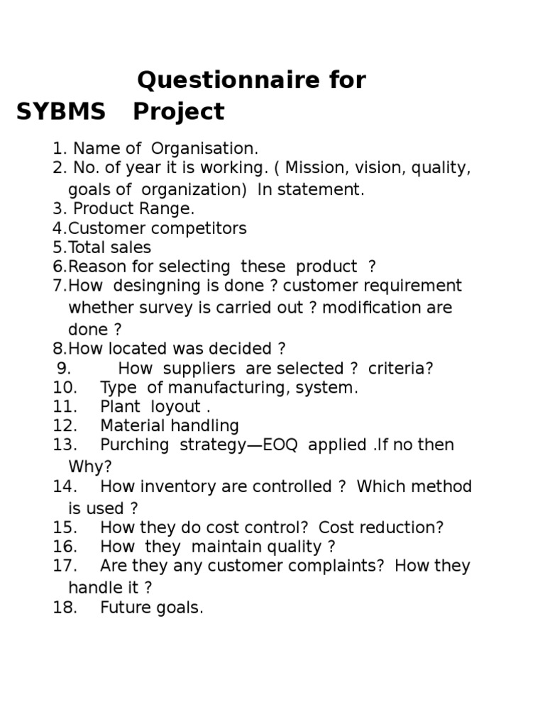 Questionnaire For SYBMSProject | PDF