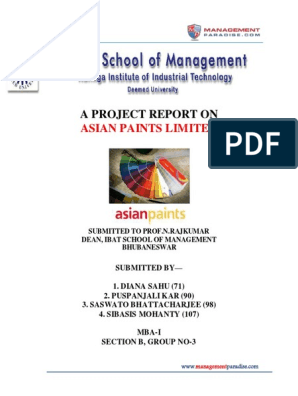 Free Project Report On Asian Paints Ltd 1 Strategic
