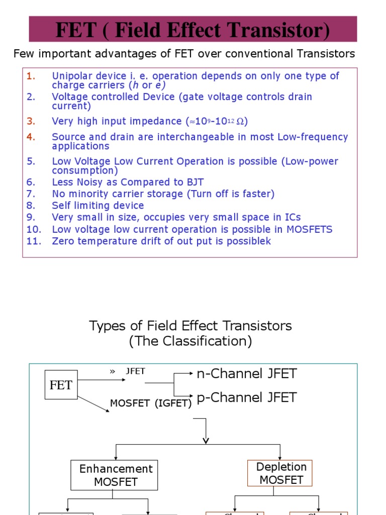 FET (Field Effect Transistor) Few Important Advantages of FET Over