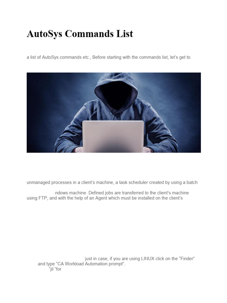 AutoSys Commands List Cheat Sheet PDF Filename Command Line Interface