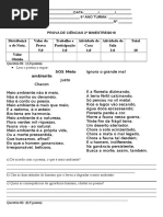 Prova de Ciências - 2º Bimestre