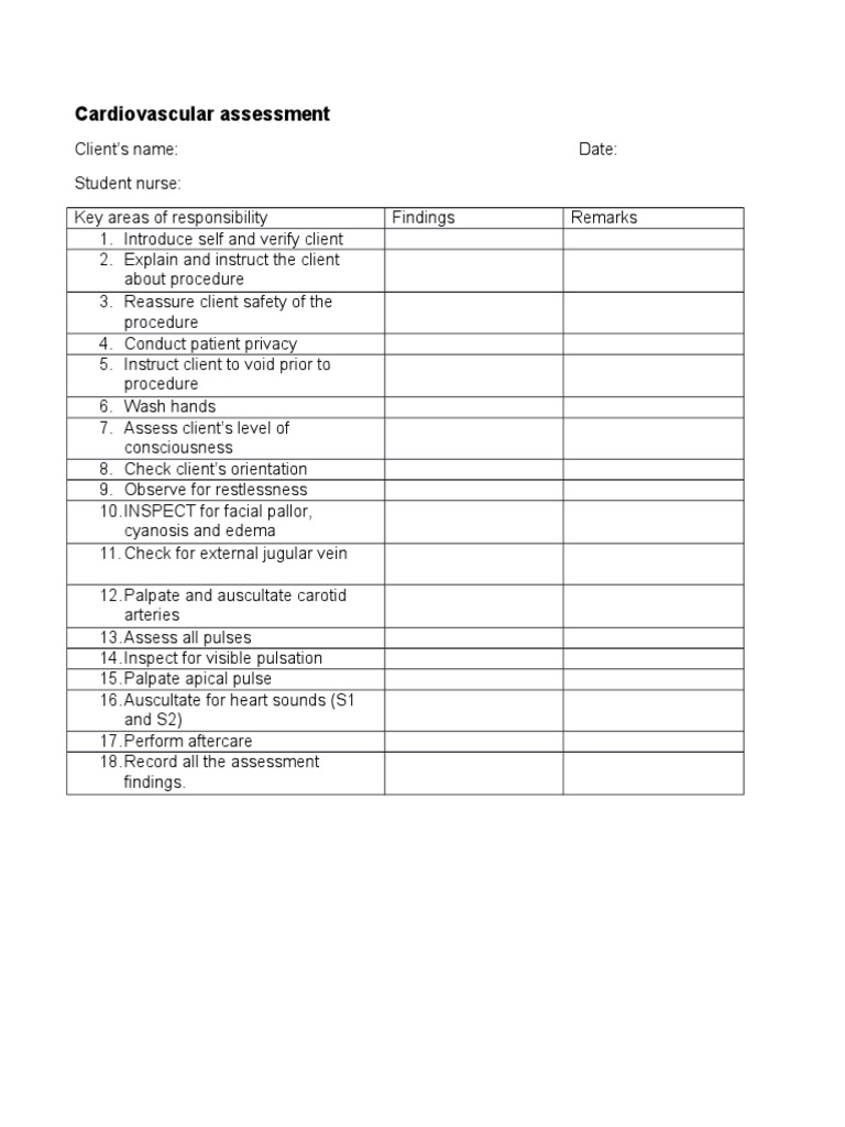 Cardiovascular Assessment | PDF | Science & Mathematics