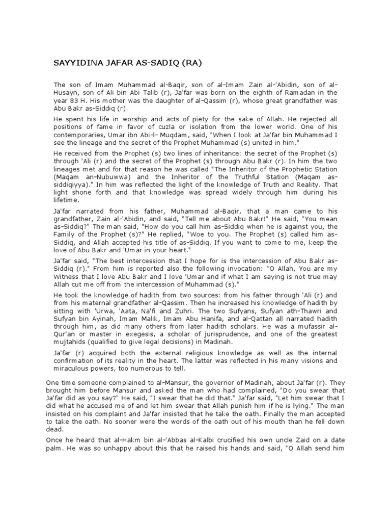 Sayyidina Imam Jafar Radiallahu Taala Anh Pdf Hadith Ali