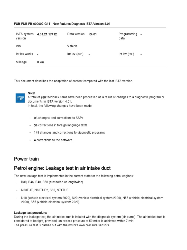 New Features Diagnosis ISTA Version 4.01 | PDF | Vehicles | Vehicle ...