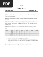 CCC Paper Set - 1: Total Time: 1 HR Total Marks: 100