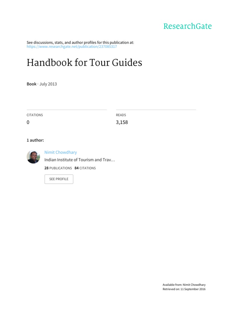 Brochure Handbook For Tour Guides Pdf Pdf Tourism Entrepreneurship