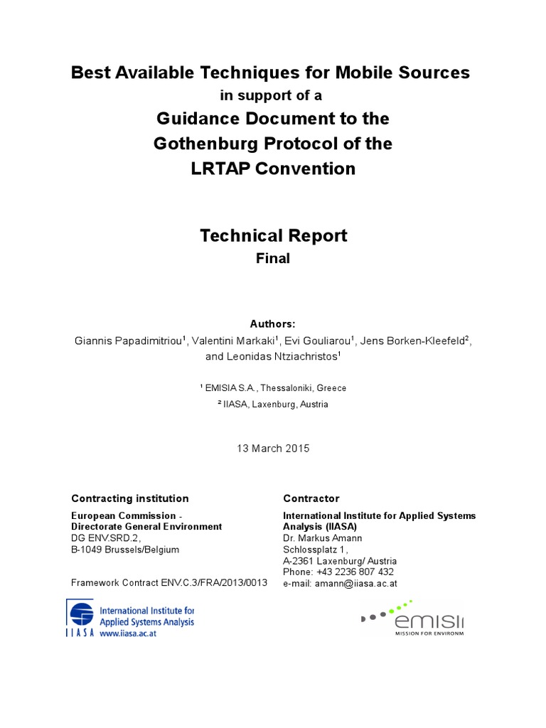 BAT Technical Report 2015-03-13 | PDF | Exhaust Gas | Air Pollution