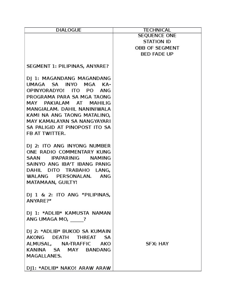 Radio Script AM (Sample) | PDF