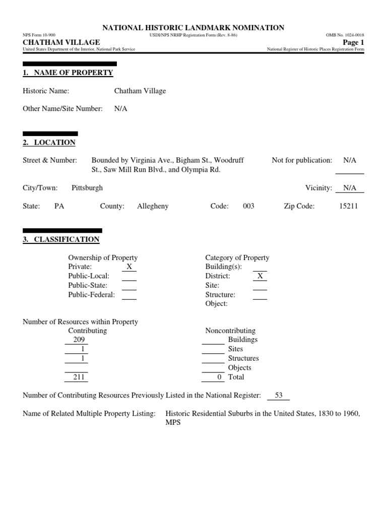 Chatham Village National Report PDF Architectural Elements Land