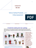 Various Casting Processes - Critical Assessment: Contd