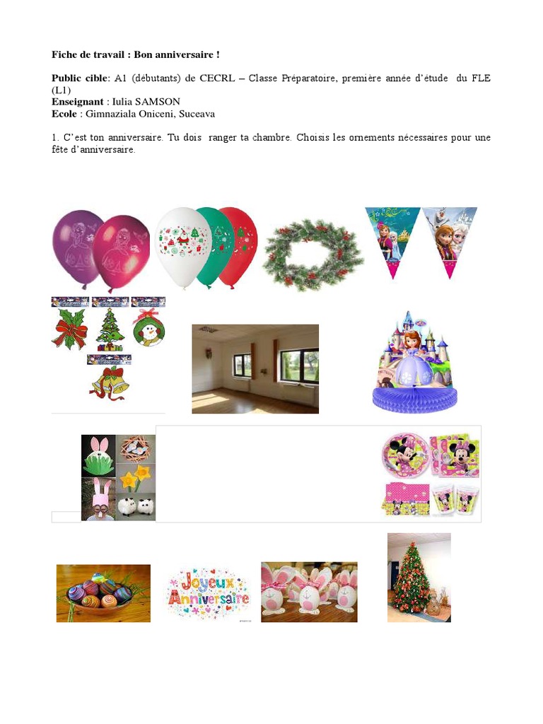 Fiche De Travail Cp L1 Bon Anniversaire Noel