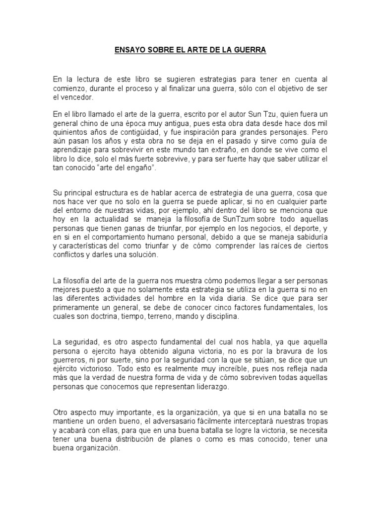 Ensayo sobre el arte de la guerra El arte de la guerra Libros