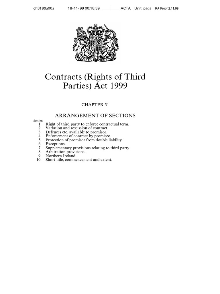 Contracts (Rights of Third Parties) Act 1999 | PDF | Finance & Money ...