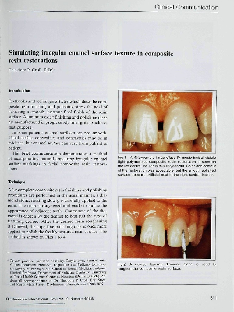 Mimicking Enamel Texture in Resin | PDF | Dental Composite | Tooth Enamel