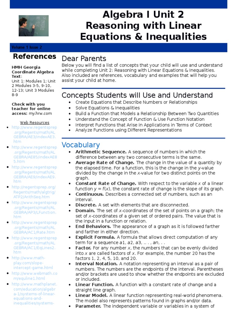 A1u2 Parent Letter Algebra1 | PDF | Derivative | Function (Mathematics)