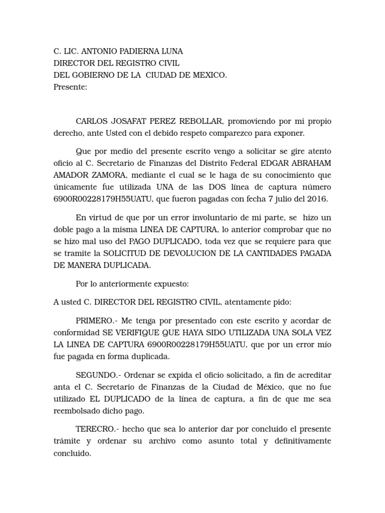 Oficio Registro Civil | PDF