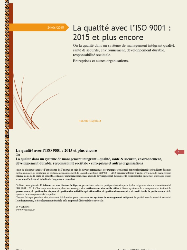 La Qualité Avec L - ISO 90012015 Et Plus Encore PDF | PDF | Management ...
