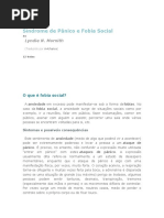Síndrome de Pânico e Fobia Social