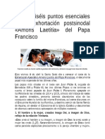 Los Dieciséis Puntos Esenciales de La Exhortación Postsinodal «Amoris Laetitia» Del Papa Francisco