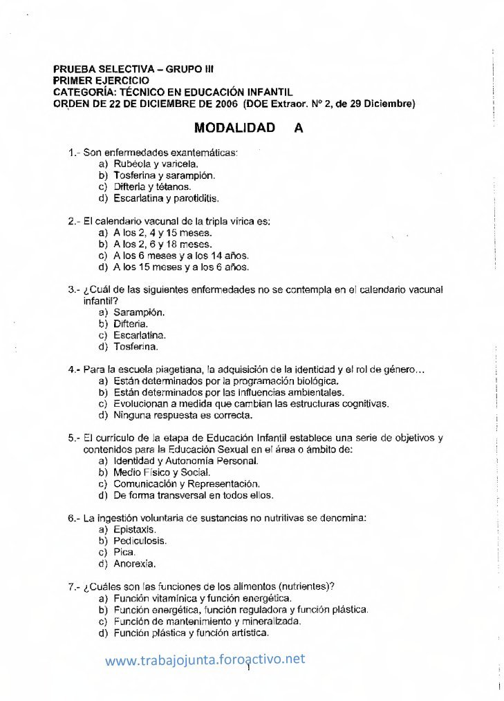 Test A Tecnico Educacion Infantil