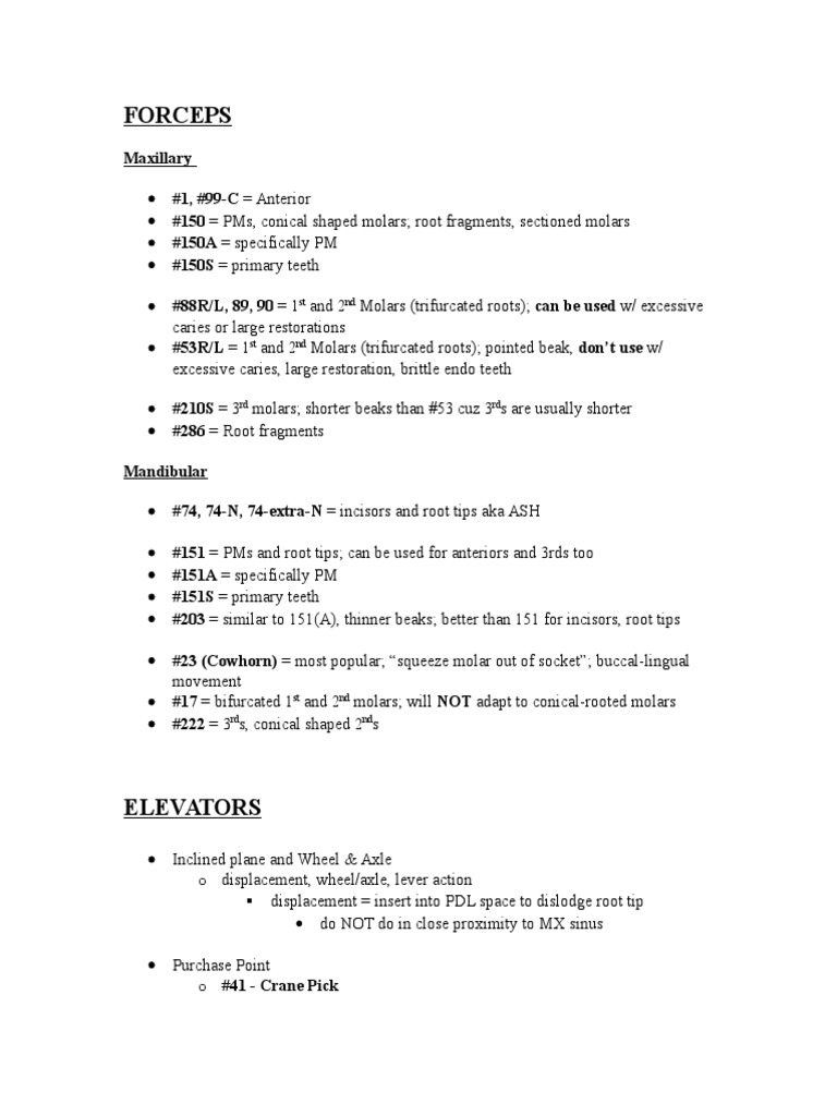 Dental Extraction Instruments Guide | PDF