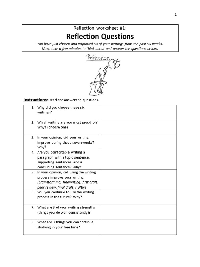 Reflection Worksheet 1 | PDF